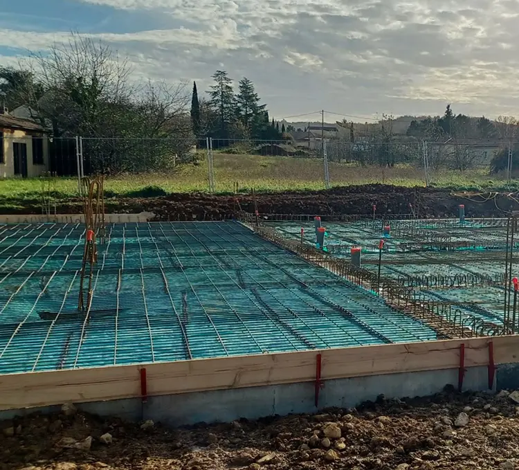 Fondation des 16 logements Lot Habitat en construction à Pradines
